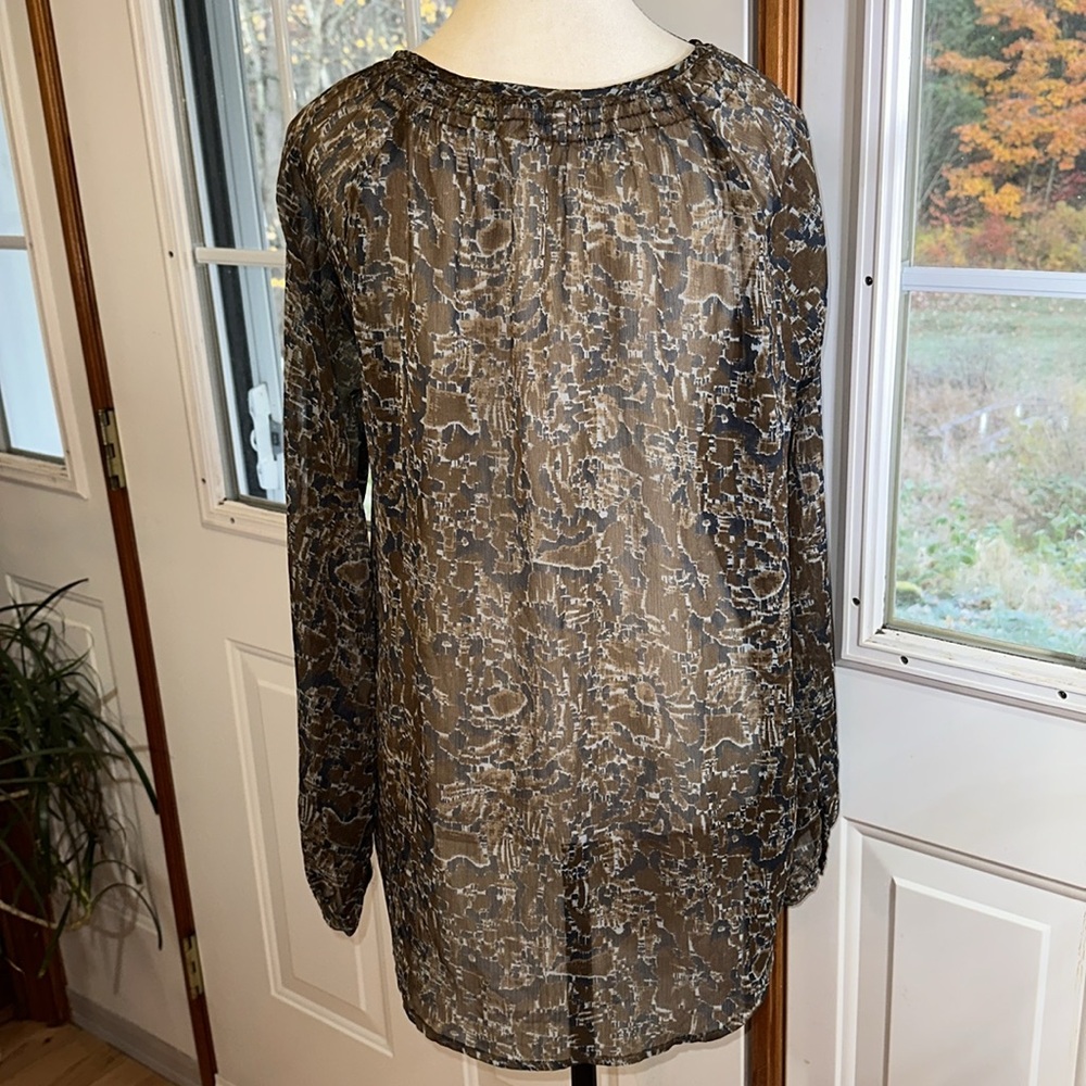 Cream Sheer Abstract Blouse - Picture 2 of 6